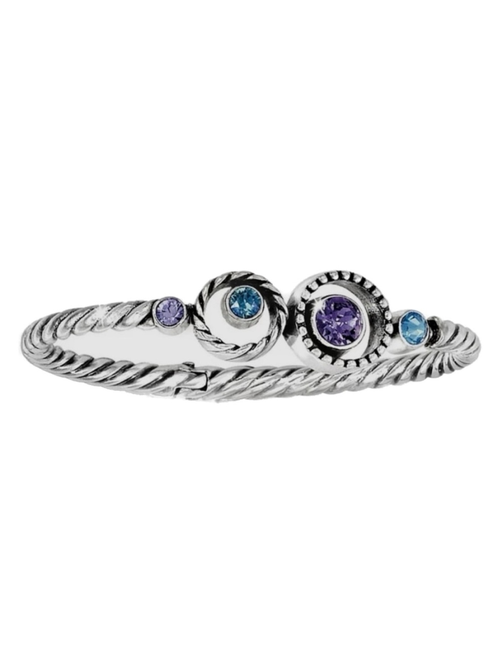 Brighton Halo Collection Silver Plated Hinged Bangle Swarovski Crystal Bracelet